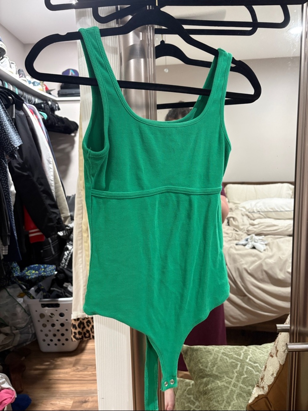 ReoRia Green Ribbed Tank Bodysuit